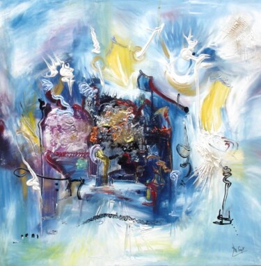 Painting titled "La promesse aux éto…" by Muriel Cayet, Original Artwork