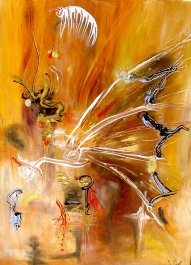 Painting titled "Apprendre à voler" by Muriel Cayet, Original Artwork