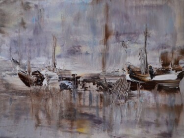 Ζωγραφική με τίτλο "Boats in equinox" από Muriel Cayet, Αυθεντικά έργα τέχνης