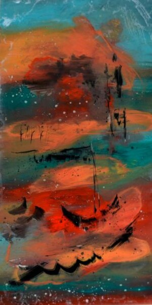 Peinture intitulée "Neige au Nord" par Muriel Cayet, Œuvre d'art originale