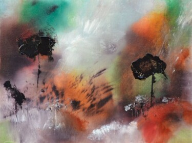 Peinture intitulée "La route de la lava…" par Muriel Cayet, Œuvre d'art originale