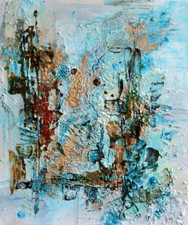 Peinture intitulée "Ambre turquoise" par Muriel Cayet, Œuvre d'art originale, Acrylique