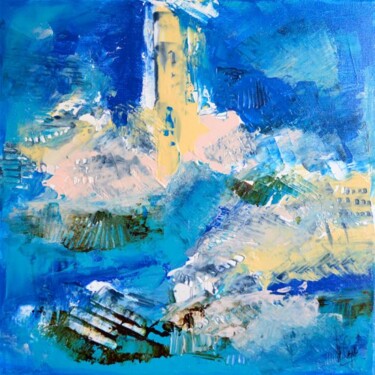 Peinture intitulée "Le cap du phare jau…" par Muriel Cayet, Œuvre d'art originale, Acrylique