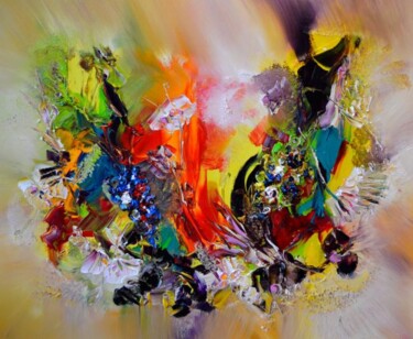 Peinture intitulée "Grains d'arômes" par Muriel Cayet, Œuvre d'art originale, Huile