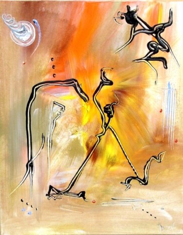 Peinture intitulée "La danse primordial…" par Muriel Cayet, Œuvre d'art originale