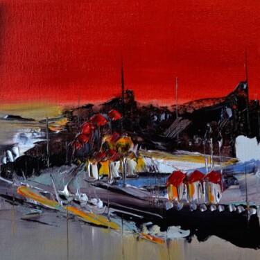 Peinture intitulée "Le ciel est rouge M…" par Muriel Cayet, Œuvre d'art originale