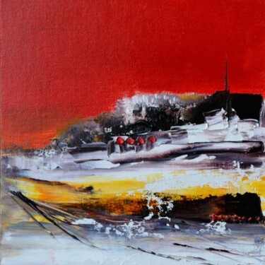 Peinture intitulée "Le ciel est rouge M…" par Muriel Cayet, Œuvre d'art originale, Huile