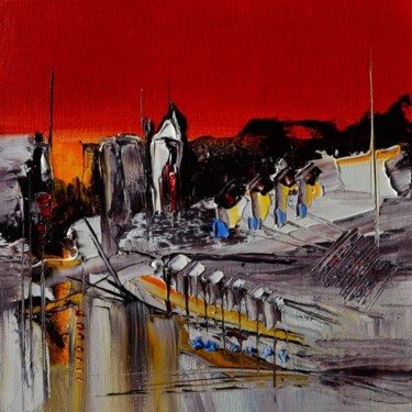Peinture intitulée "Le ciel est rouge M…" par Muriel Cayet, Œuvre d'art originale