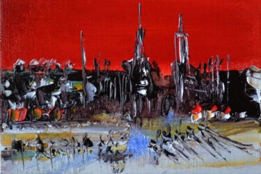 Painting titled "Forteresse" by Muriel Cayet, Original Artwork, Oil