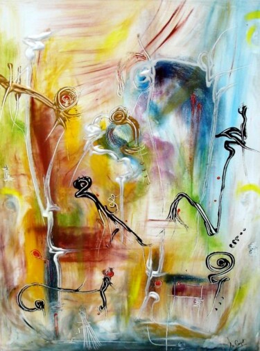 Peinture intitulée "L'élégance des faun…" par Muriel Cayet, Œuvre d'art originale