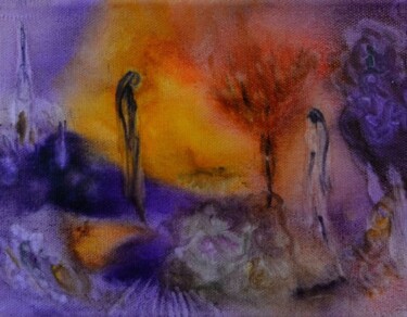 Peinture intitulée "Soeurs de feu" par Muriel Cayet, Œuvre d'art originale