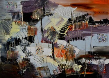 Pintura intitulada "Tissus de vent" por Muriel Cayet, Obras de arte originais, Óleo