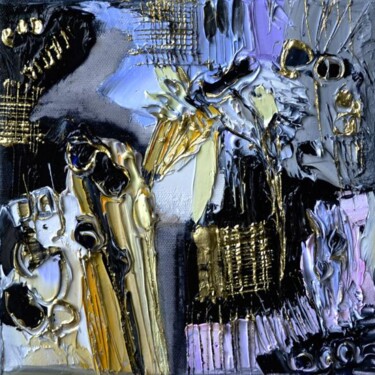 Malerei mit dem Titel "La manade bleue" von Muriel Cayet, Original-Kunstwerk, Öl