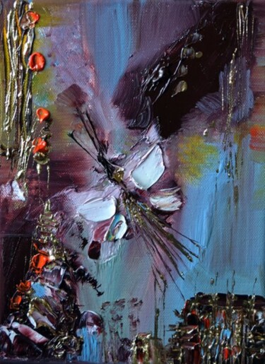 Peinture intitulée "Butterfly pm" par Muriel Cayet, Œuvre d'art originale, Huile