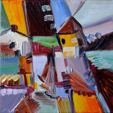 Peinture intitulée "Le Moulin Saint-Roch" par Muriel Cayet, Œuvre d'art originale