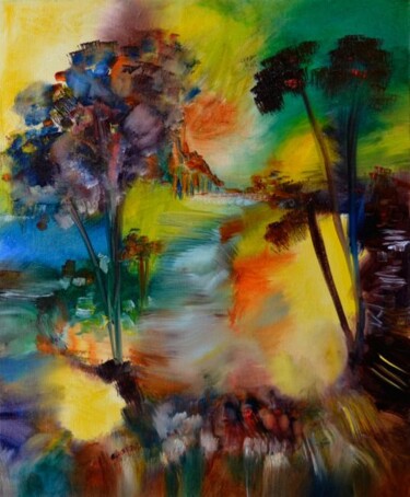 Peinture intitulée "Jeu d'arbres - Coll…" par Muriel Cayet, Œuvre d'art originale