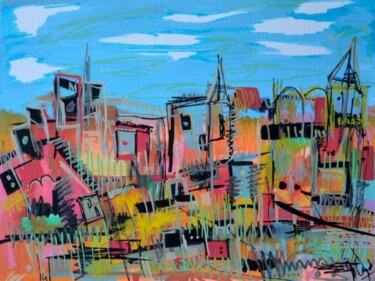 Painting titled "Port Aventura" by Muriel Cayet, Original Artwork