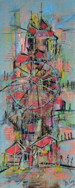 Peinture intitulée "Une grande roue" par Muriel Cayet, Œuvre d'art originale