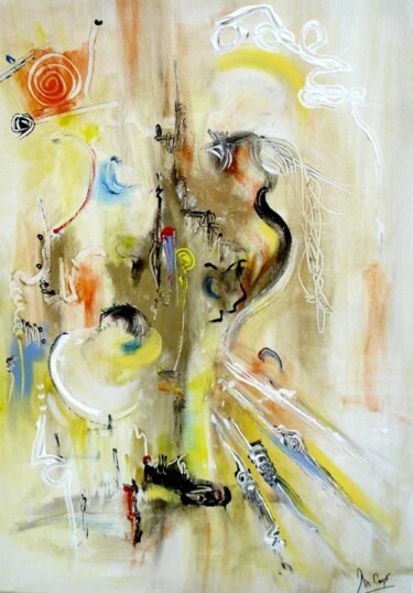 Peinture intitulée "L'antre de la sirène" par Muriel Cayet, Œuvre d'art originale