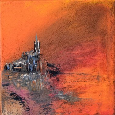 Peinture intitulée "Orange Bay" par Muriel Cayet, Œuvre d'art originale, Huile