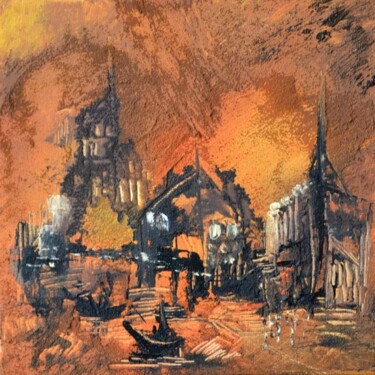 Pittura intitolato "La grande place" da Muriel Cayet, Opera d'arte originale, Acrilico