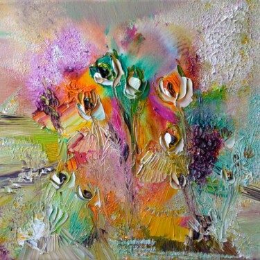 Peinture intitulée "L'étang au bouquet" par Muriel Cayet, Œuvre d'art originale
