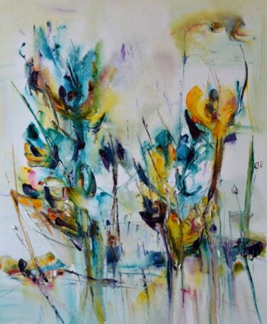 Painting titled "Turquoisine" by Muriel Cayet, Original Artwork