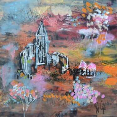 Peinture intitulée "Village au bouquet" par Muriel Cayet, Œuvre d'art originale