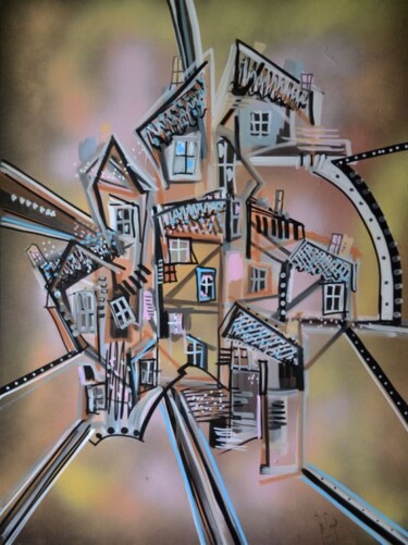 Peinture intitulée "Quartier Eiffel" par Muriel Cayet, Œuvre d'art originale
