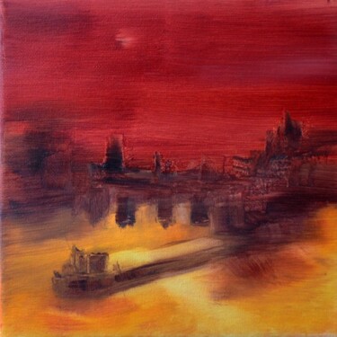 Painting titled "Péniche 1982" by Muriel Cayet, Original Artwork
