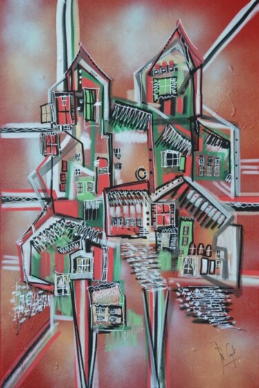 Painting titled "La trattoria" by Muriel Cayet, Original Artwork, Acrylic