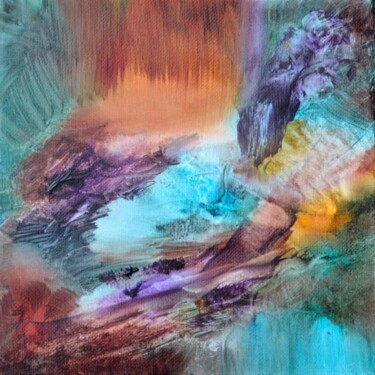 Peinture intitulée "La montagne lilas" par Muriel Cayet, Œuvre d'art originale