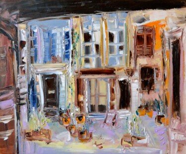 Peinture intitulée "La cour intérieure" par Muriel Cayet, Œuvre d'art originale