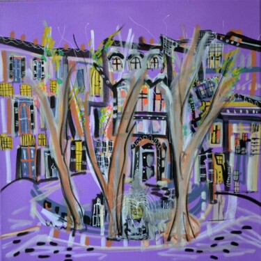 Schilderij getiteld "Les platanes - Coll…" door Muriel Cayet, Origineel Kunstwerk