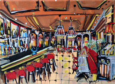 Painting titled "Ambiance brasserie" by Muriel Cayet, Original Artwork