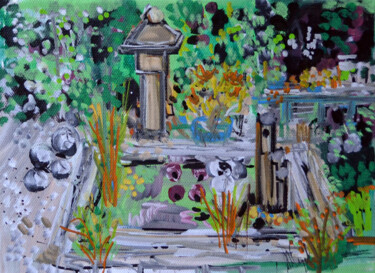 Painting titled "Le jardin zen" by Muriel Cayet, Original Artwork