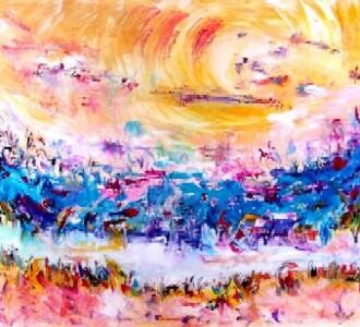 Peinture intitulée "Sunrise" par Muriel Cayet, Œuvre d'art originale, Huile