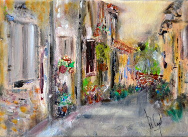 Peinture intitulée "La petite rue" par Muriel Cayet, Œuvre d'art originale