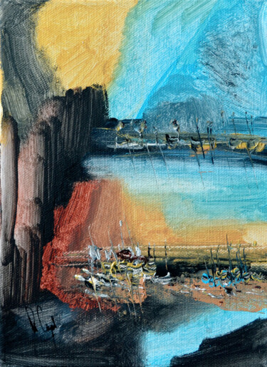 Peinture intitulée "Le port de Munda" par Muriel Cayet, Œuvre d'art originale, Acrylique