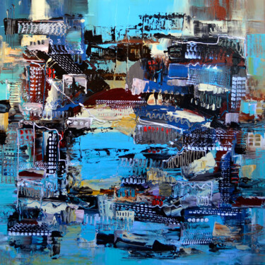 Peinture intitulée "Intérieur ville" par Muriel Cayet, Œuvre d'art originale
