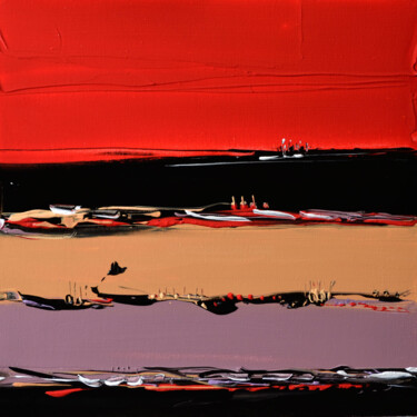 Peinture intitulée "Mirage en rouge" par Muriel Cayet, Œuvre d'art originale