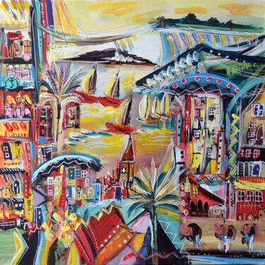 Peinture intitulée "Cannes Belle Epoque" par Muriel Cayet, Œuvre d'art originale