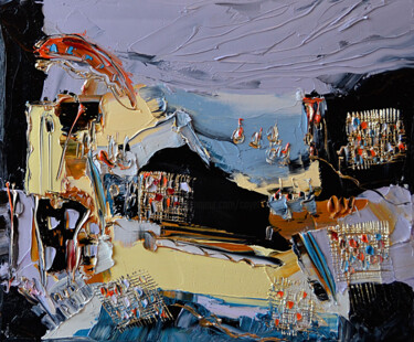 Peinture intitulée "Un taxi mauve" par Muriel Cayet, Œuvre d'art originale