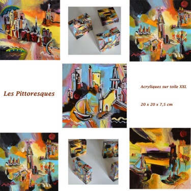 Painting titled "Les Pittoresques" by Muriel Cayet, Original Artwork