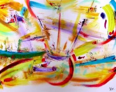 Peinture intitulée "On allait au bord d…" par Muriel Cayet, Œuvre d'art originale, Huile