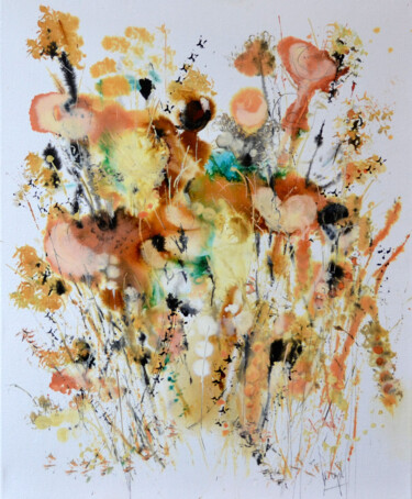 Peinture intitulée "Fil du vent" par Muriel Cayet, Œuvre d'art originale, Encre
