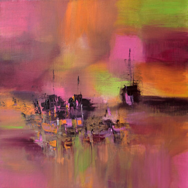Peinture intitulée "Les vents roses" par Muriel Cayet, Œuvre d'art originale, Acrylique