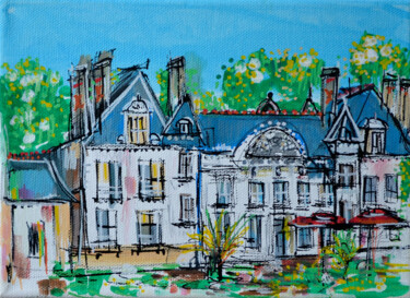 Peinture intitulée "Un château en Pays…" par Muriel Cayet, Œuvre d'art originale