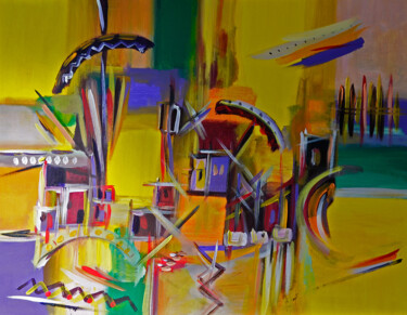 Peinture intitulée "La Palissade" par Muriel Cayet, Œuvre d'art originale