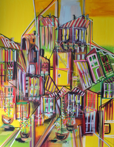 Peinture intitulée "Quartiers d'Ivry" par Muriel Cayet, Œuvre d'art originale